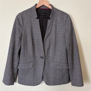 Talbots Aberdeen Herringbone Black White Blazer Jacket Size 8
